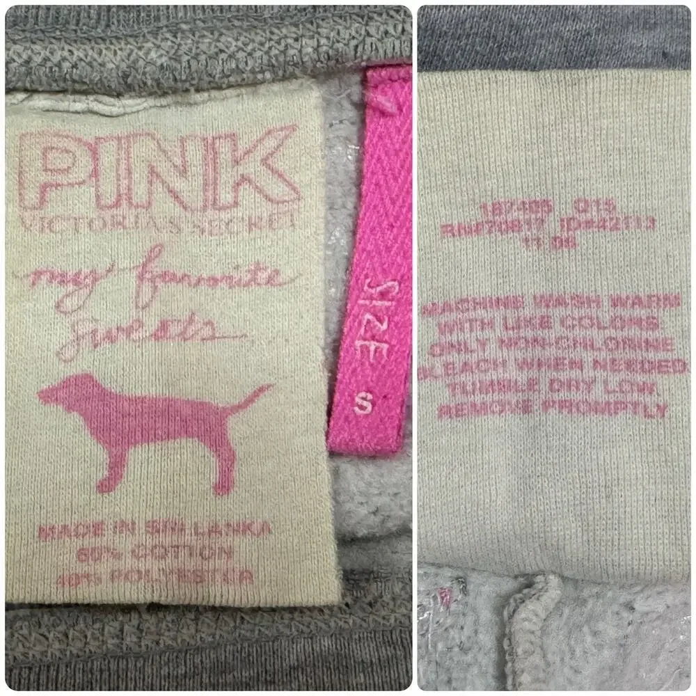 Y2K VICTORIA’S SECRET PINK Gray University Embroidered Crop Sweatpants Joggers S